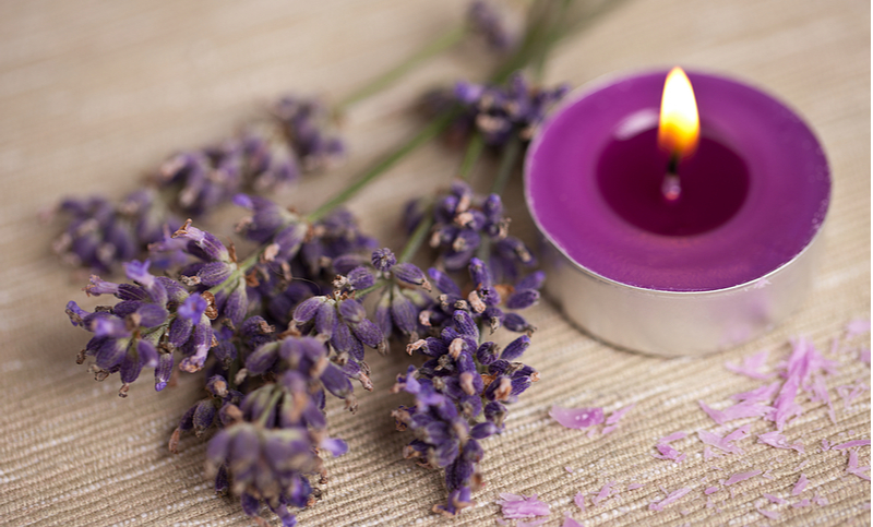 lavender and lavender candle