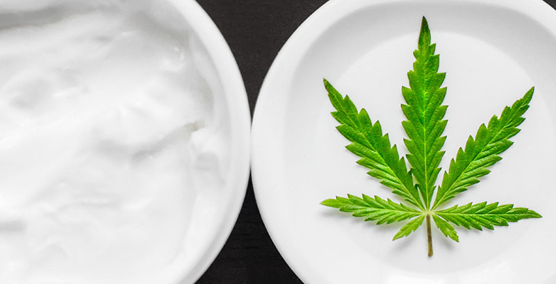 one bowl with a cream and the other bowl with green leaf