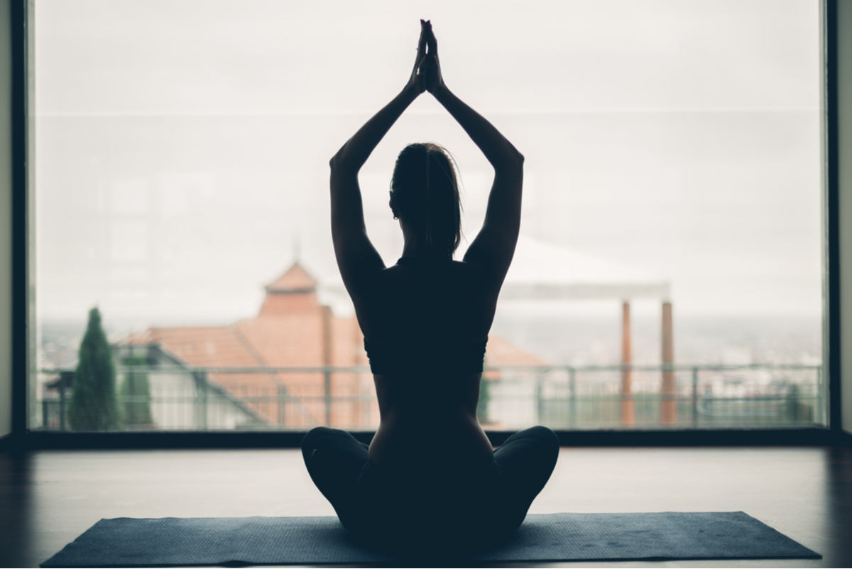 a girl doing yoga