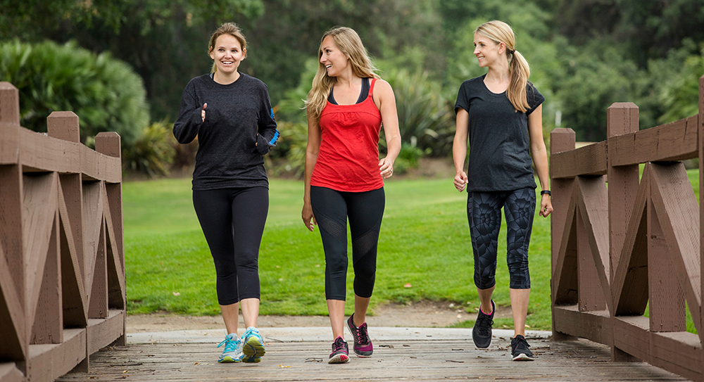 three women walking